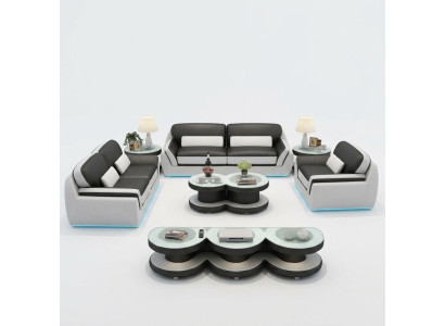 Sofa skórzana Kanapa Zestaw sofowy Nowa 3+2+1 miejsce do siedzenia Ustawić Design Nowoczesna Sofa + USB
