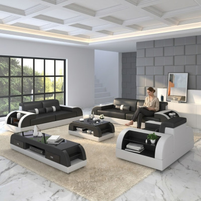 Zestaw sofowy 3+2+1 Couch Podkładka Włókienniczy Siedziba Podkładka Ustawić Skóra Design Sofy