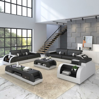 Zestaw sofowy 3+2+1 Couch Podkładka Włókienniczy Siedziba Podkładka Ustawić Skóra Design Sofy