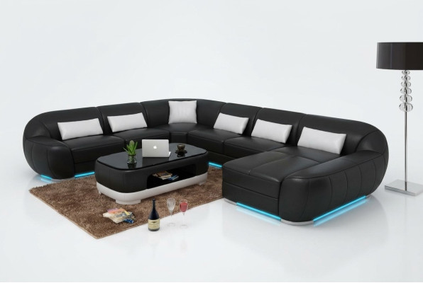 Design Skóra Narożnik Sofa Nowoczesna Ustaw Sofa Narożnik Nowy Żywy krajobraz Grey USB