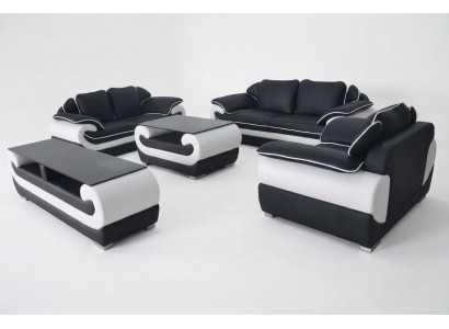 Zestaw sofowy skórzany komplet wypoczynkowy Design Podkładka komplet 4 sztuki 3+2+1 z USB