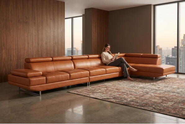 XXL Loung Dream Sofa Kanapa Podkładka Siedziba Ustaw Żywy krajobraz Skóra Narożnik +USB