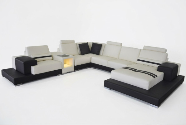 Skórzana Sofa Kanapa Żywy krajobraz Narożnik Ustawić Design Nowoczesna Sofa Kształt U USB