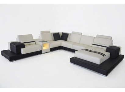 Skórzana Sofa Kanapa Żywy krajobraz Narożnik Ustawić Design Nowoczesna Sofa Kształt U USB