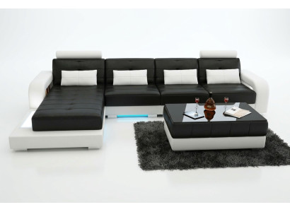 Skórzana sofa z USB,Żywy krajobrazu Narożnikowa kanapa Narożnik Ustaw Design Nowoczesna Sofa L6008C