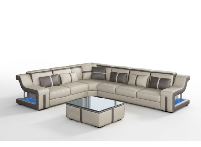 XXL Narożnikowa kanapa Sofa z USB Narożnik Sofa do salonu Sofa Kanapa Tabela Podkładka Siedziba Skóra