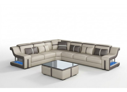 XXL Narożnikowa kanapa Sofa z USB Narożnik Sofa do salonu Sofa Kanapa Tabela Podkładka Siedziba Skóra