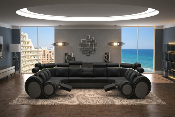 Design XXL Żywy krajobraz Sofa z USB, Kanapa Podkładka Narożnikowa kanapa Włókienniczy Materiał Nowość