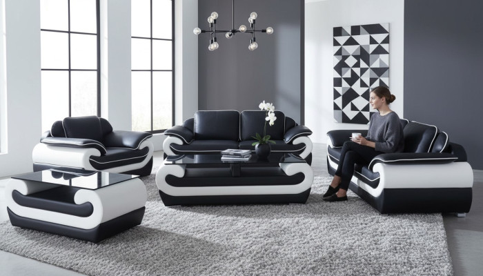 Zestaw sofowy + Tabela USB 3+2+1 miejsce do siedzenia Sofa Obcios Skóra Sofy Podkładka