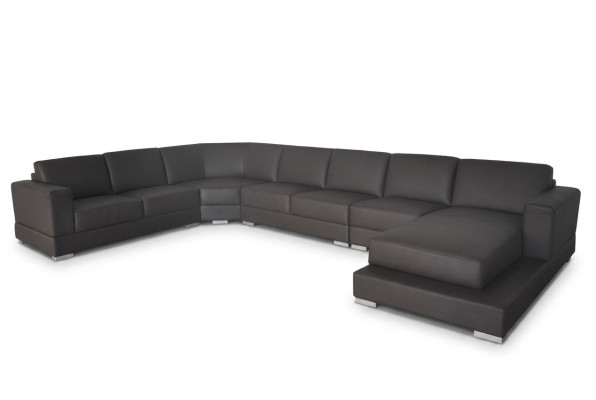 Narożnik Skóra Modern XXL Kanapa Żywy krajobraz Skórzana Sofa Sofa Kształt U USB Narożnikowa kanapa Nowość