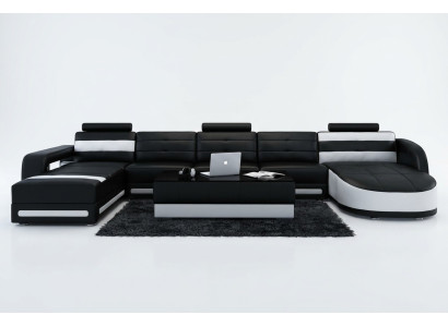 Skórzana sofa sofa kanapa Żywy krajobraz Narożnikowa kanapa Ustawić Design Modern Sofa z USB