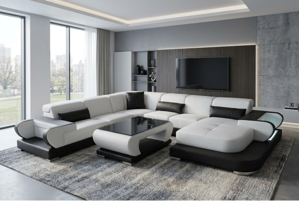 Nowoczesna kanapa do salonu z miękkim wyściełanym zestawem narożnym Sofa na zamówienie + USB