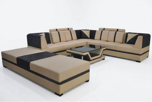 Skóra Narożnik Sofa Kanapa Podkładka Siedziba Living Landscape Design Meble Ustawić + USB