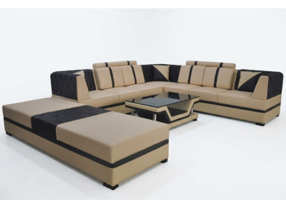 Skóra Narożnik Sofa Kanapa Podkładka Siedziba Living Landscape Design Meble Ustawić + USB