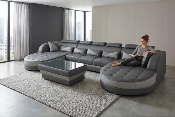 Narożnik kanapa Design Zestaw narożny Narożnik Sofa Sofa Podkładka Żywy krajobraz Tabela USB