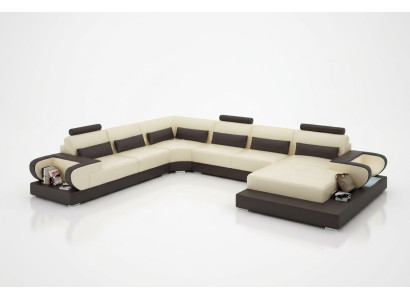 Skórzana sofa z USB, Kanapa Żywy krajobraz Narożnikowa kanapa Narożnik Ustawić Design Modern Sofa