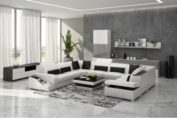 Żywy krajobraz Modern Narożnikowa kanapa Couch Podkładka Zestaw narożny Sofa Narożnik Ustawić + USB