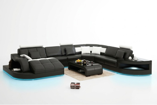 Skórzana sofa kanapa Żywy krajobraz Narożnikowa kanapa Narożnik Ustaw Design Nowoczesna Nowa Sofa +USB