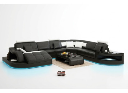 Skórzana sofa kanapa Żywy krajobraz Narożnikowa kanapa Narożnik Ustaw Design Nowoczesna Nowa Sofa +USB