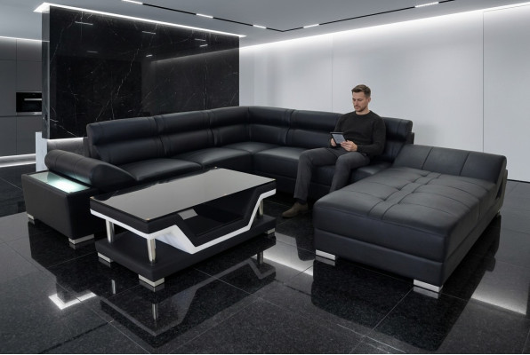 Design Skóra Żywy krajobraz Narożnik Sofa Nowoczesna Ustaw Sofa Narożnik Nowa Szara USB