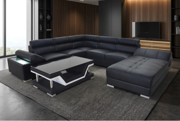Design Skóra Żywy krajobraz Narożnik Sofa Nowoczesna Ustaw Sofa Narożnik Nowa Szara USB