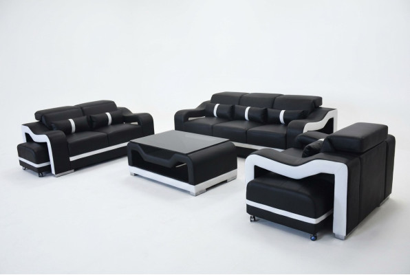 Sofa Skóra +USB, Kanapa Podkładka Ustawić 3+2+1 Siedziba Komplet Obcios +Tabela