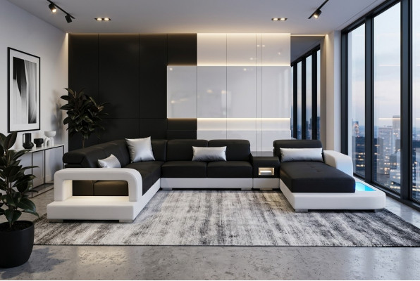 Modern Siedziba Podkładka Żywy krajobraz Living Room Couch Podkładka Narożnik USB + Light