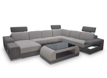 Zestaw kanapowy Nowoczesna sofa Narożnik Skóra Kanapa Podkładka Żywy krajobraz USB+Tabela
