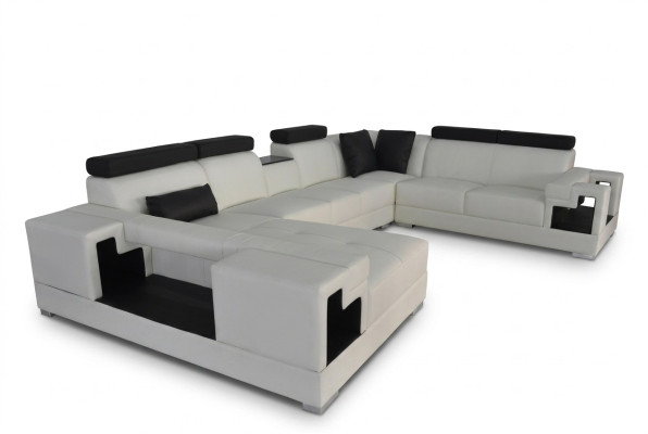 Skórzana sofa z USB Narożnik Sofa Żywy krajobraz Sofy Kanapy Ustawić Design Modern