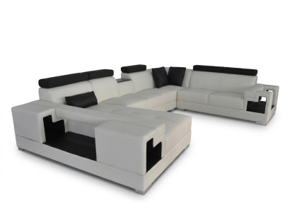 Skórzana sofa z USB Narożnik Sofa Żywy krajobraz Sofy Kanapy Ustawić Design Modern