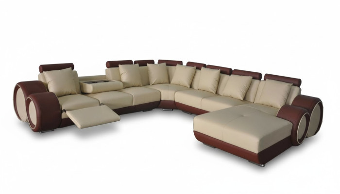 Sofa Sofa skórzana Narożnikowa kanapa Żywy krajobraz Kanapa Podkładka Część wypoczynkowa Zestaw narożny +USB