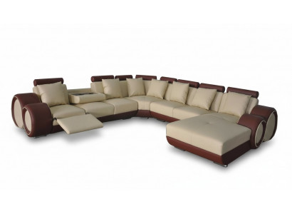 Sofa Sofa skórzana Narożnikowa kanapa Żywy krajobraz Kanapa Podkładka Część wypoczynkowa Zestaw narożny +USB