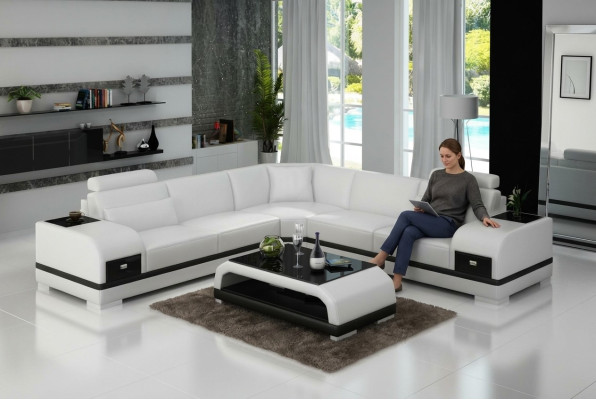 Skórzana sofa kanapa Żywy krajobraz Narożnik kanapa Narożnik Ustawić Design Modern Sofa G8013B