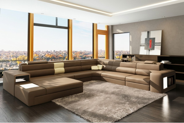 Narożnikowa kanapa Sofa z USB Couch Podkładka Ustaw Design Skóra Włókienniczy Żywy krajobraz