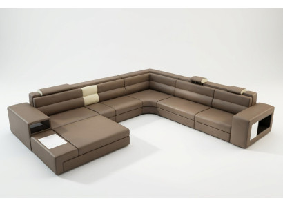 Narożnikowa kanapa Sofa z USB Couch Podkładka Ustaw Design Skóra Włókienniczy Żywy krajobraz