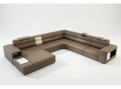 Narożnikowa kanapa Sofa z USB Couch Podkładka Ustaw Design Skóra Włókienniczy Żywy krajobraz