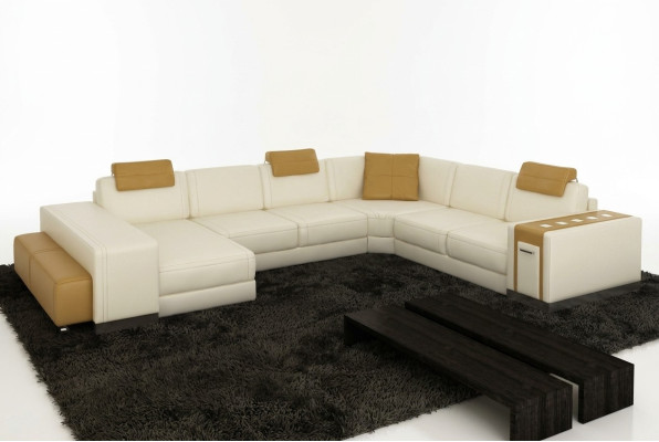 Żywy krajobraz Designerska Sofa LED USB Couch Duża Podkładka Skóra Sofy Narożnik Narożnik Siedziba