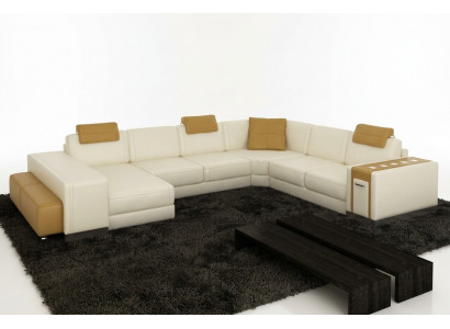 Żywy krajobraz Designerska Sofa LED USB Couch Duża Podkładka Skóra Sofy Narożnik Narożnik Siedziba