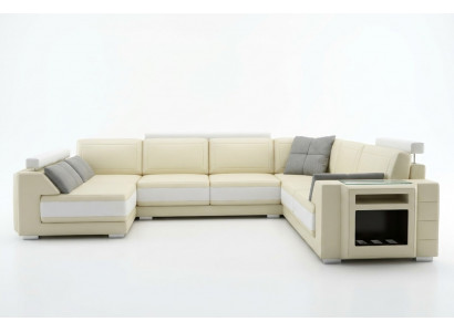 Designerska sofa z USB Narożnikowa kanapa Kanapa Skórzana sofa Podkładka Siedziba Narożnik Ustaw +światło