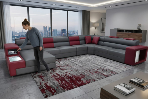 Sofa Rodzinna Ekstra Duża Nowoczesna Żywy krajobraz Party Kanapy Skóra +USB