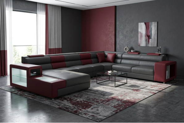 Sofa Rodzinna Ekstra Duża Nowoczesna Żywy krajobraz Party Kanapy Skóra +USB