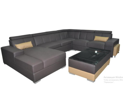 Nowoczesny zestaw wypoczynkowy Sofa Narożnik Część wypoczynkowa Skóra Kanapa Podkładka Żywy krajobraz USB