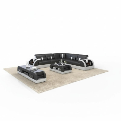 Żywy krajobraz L-shape Narożnikowa kanapa Couch Design Podkładka Skóra Ustawić Sofa Narożnik Nowość