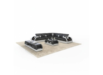 Żywy krajobraz L-shape Narożnikowa kanapa Couch Design Podkładka Skóra Ustawić Sofa Narożnik Nowość