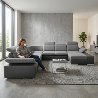 Narożnik kanapa Kształt U z funkcją spania Narożnikowa kanapa Żywy krajobraz Sofa Couch Nowość