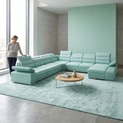 Narożnik kanapa Kształt U z funkcją spania Żywy krajobraz sofa kanapa sofy kanapy