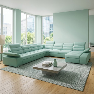 Narożnik kanapa Kształt U z funkcją spania Żywy krajobraz sofa kanapa sofy kanapy