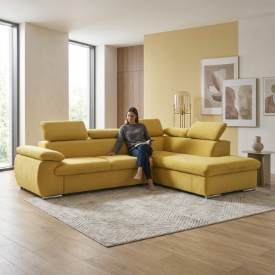 Design Narożnikowa kanapa Sofa rozkładana w kształcie litery L Podkładka rozkładana sofa Włókiennicza Funkcja łóżka do spania