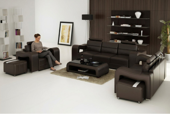 Sofa skórzana kanapa Żywy krajobraz 3+2+1 miejsce do siedzenia Ustawić Design Nowoczesna Sofa USB Nowość