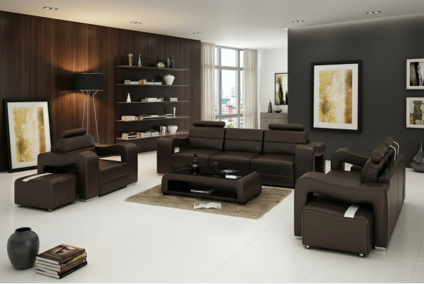 Sofa skórzana kanapa Żywy krajobraz 3+2+1 miejsce do siedzenia Ustawić Design Nowoczesna Sofa USB Nowość